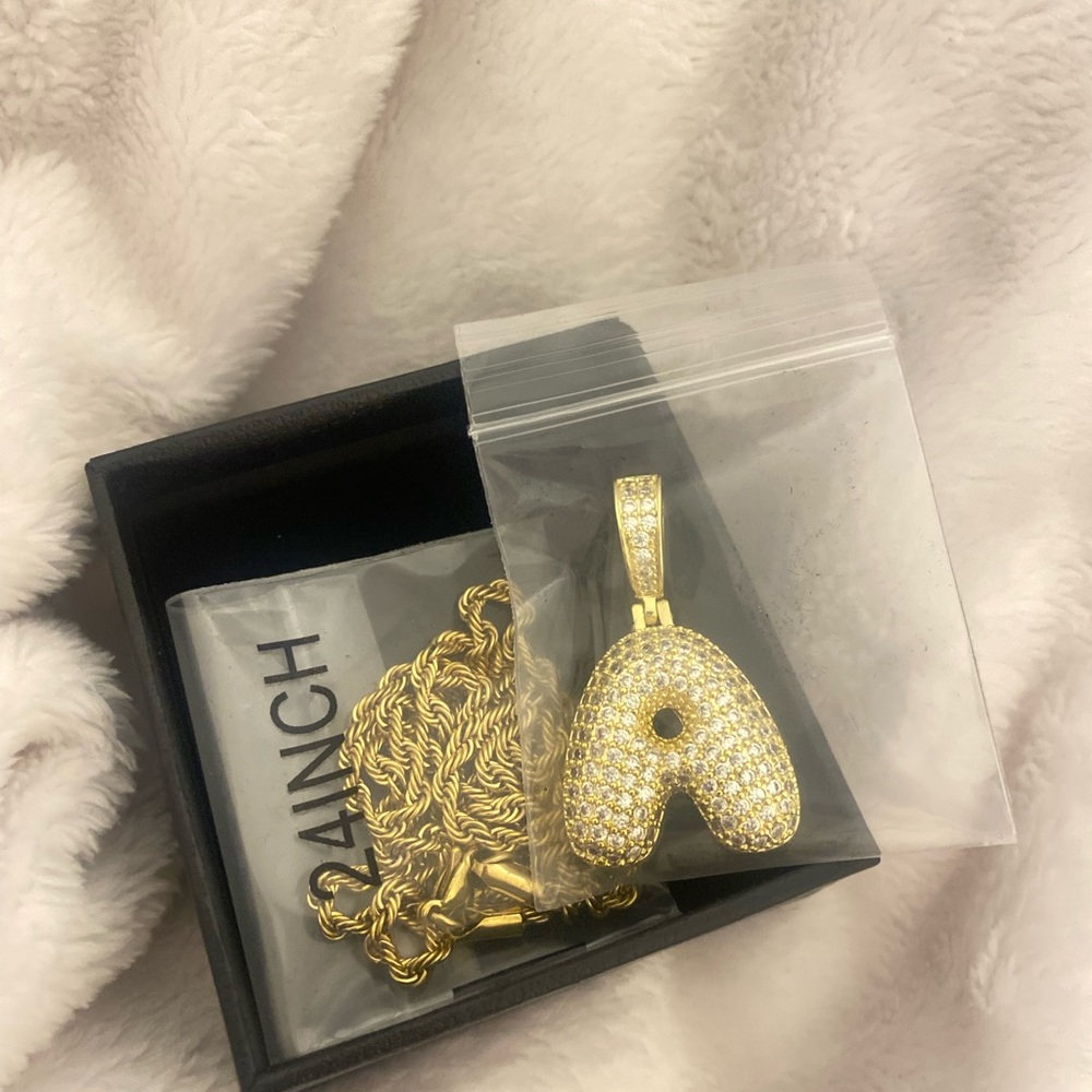 Letter A necklace (not real stones)